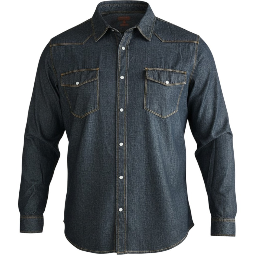 BOULDER CREEK Denim Pearl Snap Shirt Mens 6X Big Tall Dark Blue Western